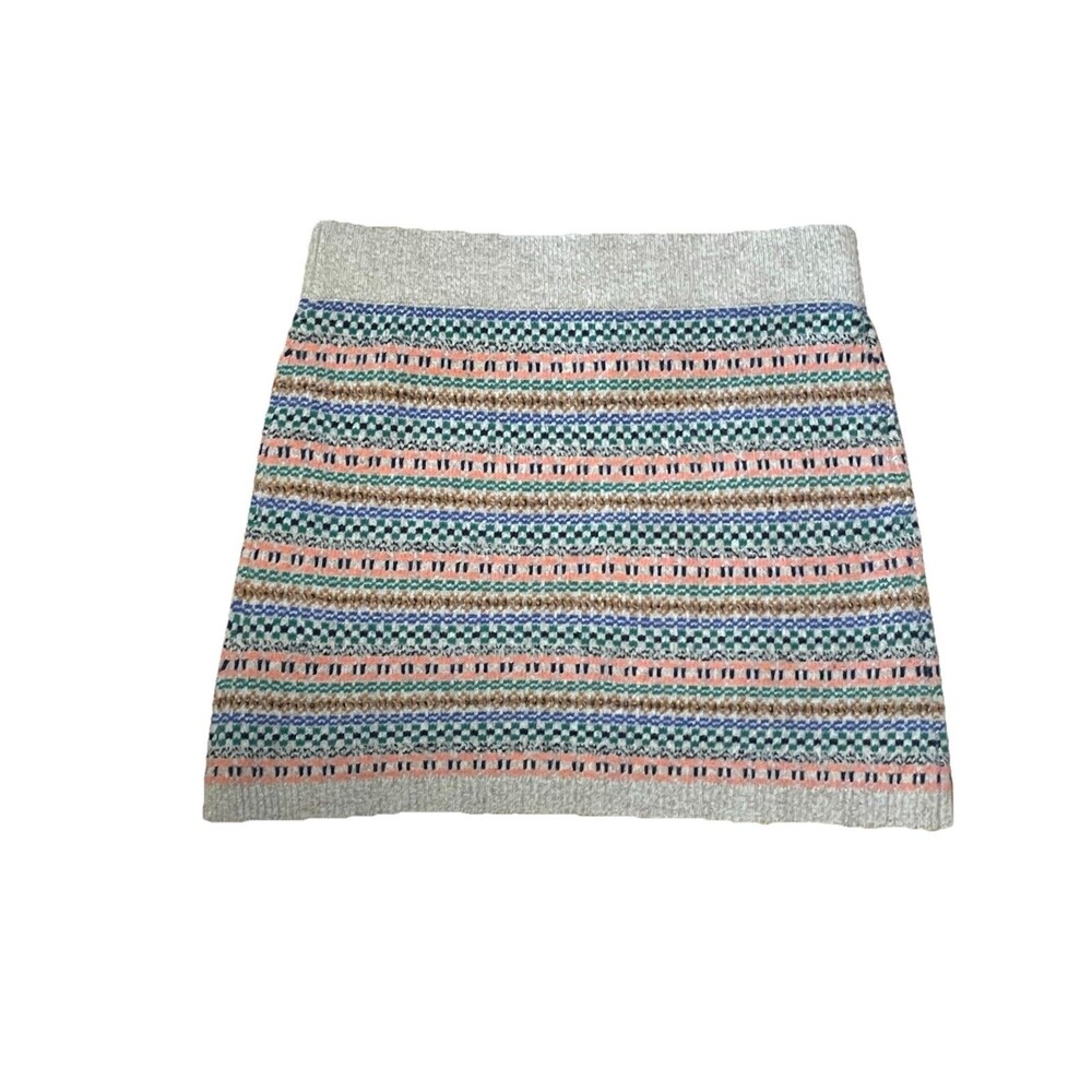 SK18 Madewell Wallace Fairisle Sweater Skirt, Marled Camel Size Small